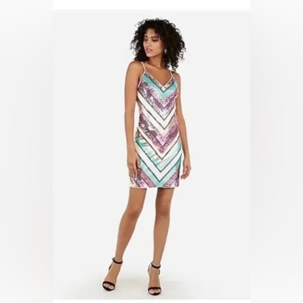 Express sequin chevron mini dress PS